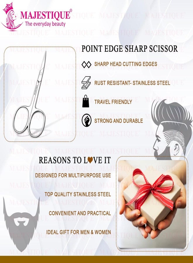 MAJESTIQUE Nail Scissors For Fingernails, Shaving, Moustache, Beard, Eyebrow And Toenails - Sharp Cuticle Scissors Professional Trimming- 100% Stainless Steel Manicure Small Scissor For Men And Women - Image 3